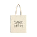Trick or Treat Canvas Tote — Halloween Skeleton Lettering Reusable Grocery Bag