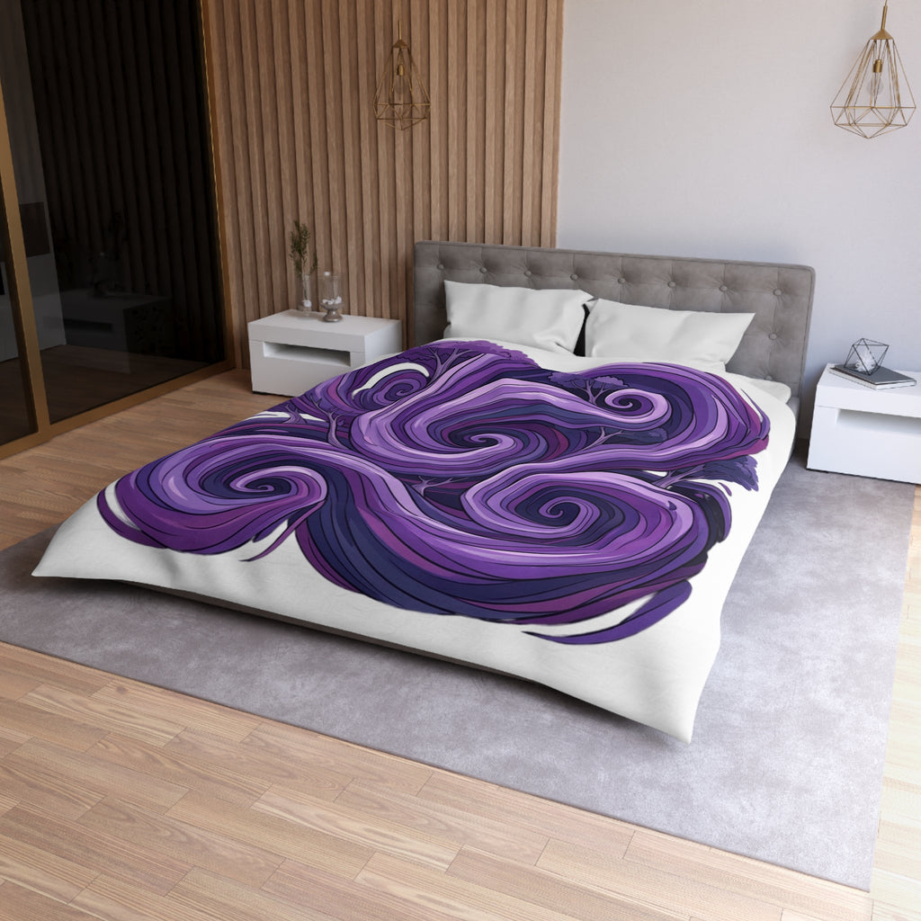 Purple Swirl Duvet Cover — Whimsical Tree Nightscape Microfiber Bedding