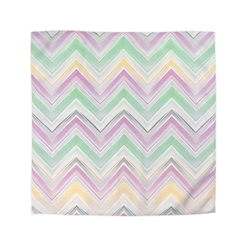 Pastel Chevron Duvet Cover — Mint, Lavender & Yellow Zigzag Bedding