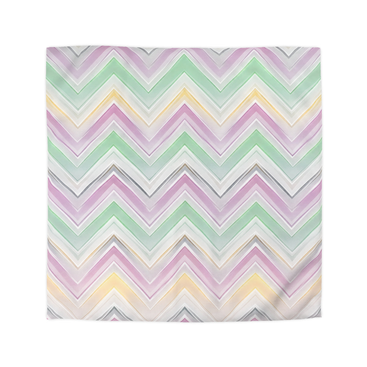 Pastel Chevron Duvet Cover — Mint, Lavender & Yellow Zigzag Bedding
