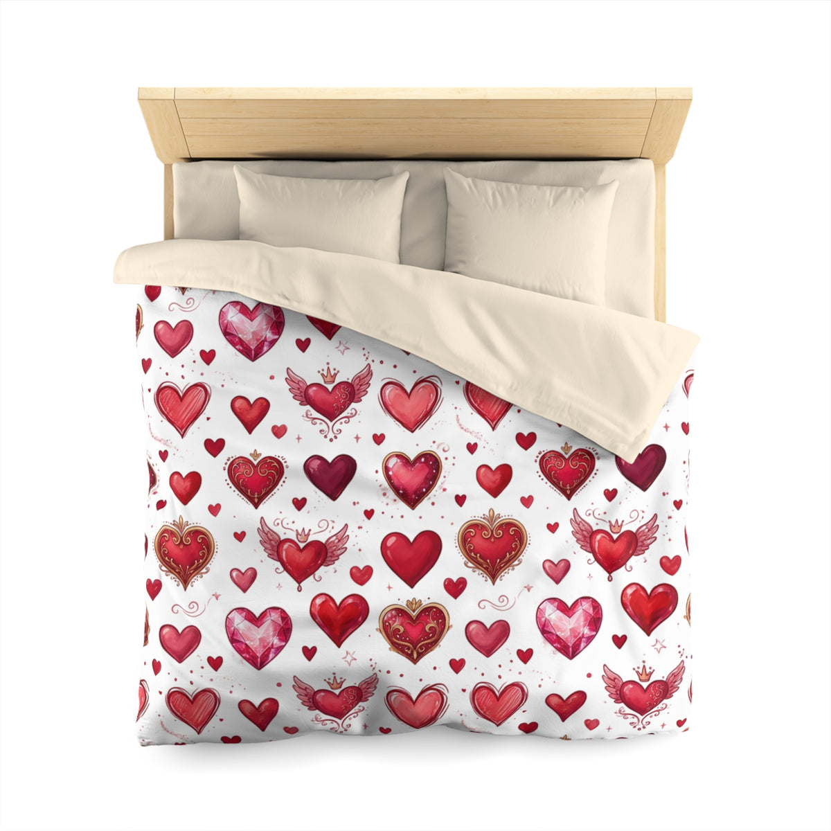 Heart Pattern Duvet Cover — Red Valentine Hearts Microfiber Bedding