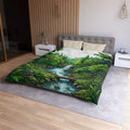 Waterfall Forest Duvet Cover — Scenic Nature Microfiber Bedding