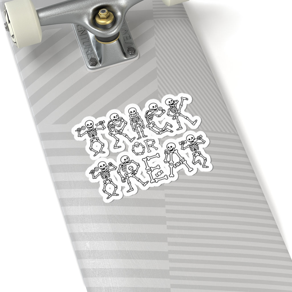 Trick or Treat Skeleton Kiss-Cut Sticker Sheet — Halloween Skull Decal