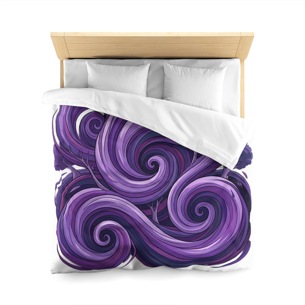 Purple Swirl Duvet Cover — Whimsical Tree Nightscape Microfiber Bedding
