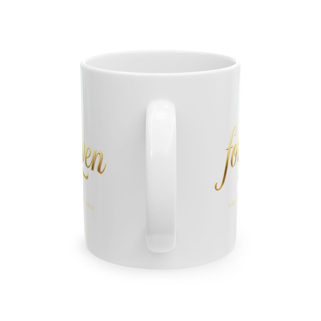 Inspirational Gold Script Ceramic Mug – 'Forgiven' Motivational Coffee Cup (11oz & 15oz)