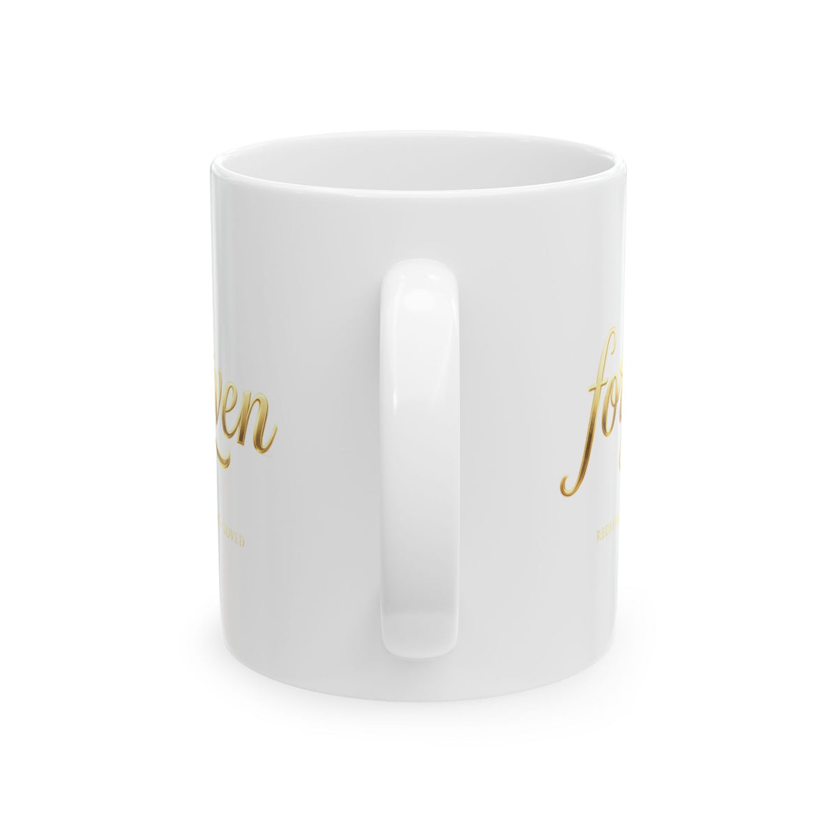 Inspirational Gold Script Ceramic Mug – 'Forgiven' Motivational Coffee Cup (11oz & 15oz)