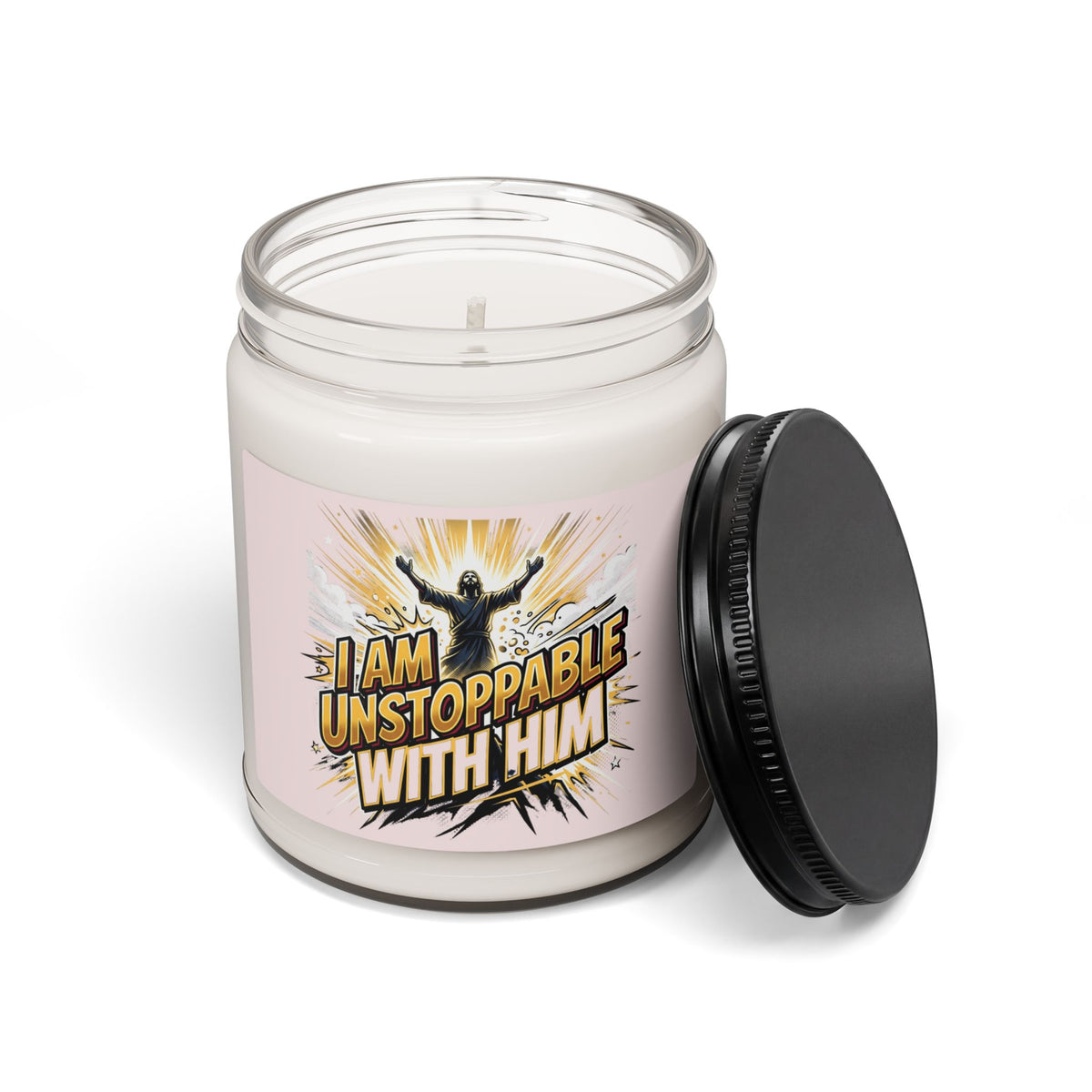 Inspirational Soy Candle — “I Am Unstoppable With Him” 9oz