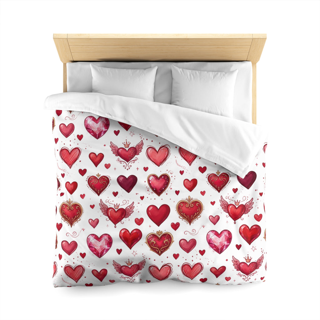 Heart Pattern Duvet Cover — Red Valentine Hearts Microfiber Bedding