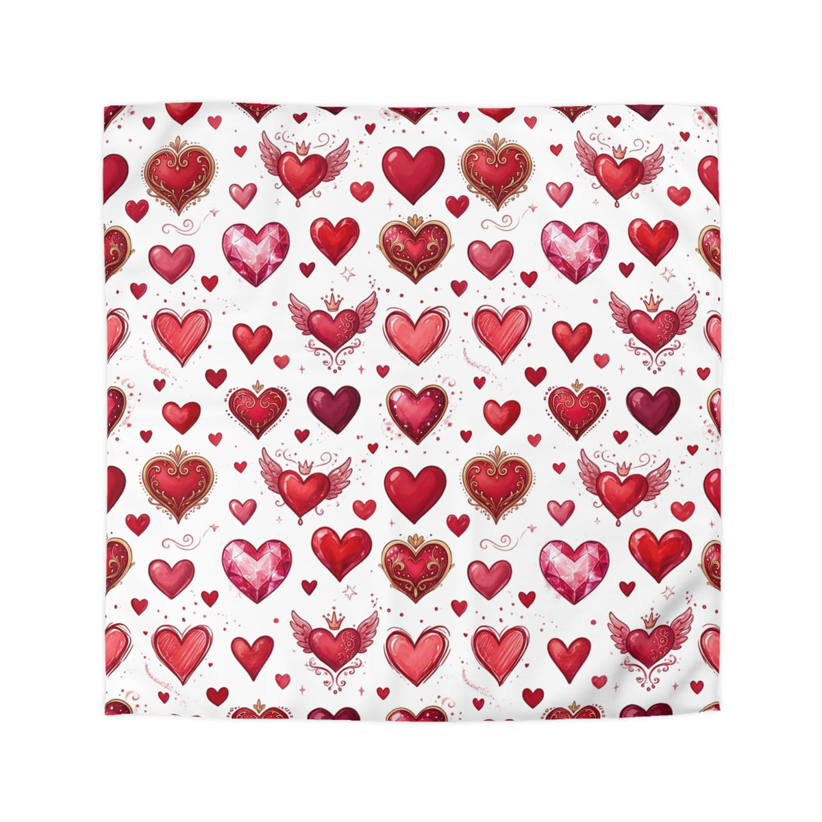 Heart Pattern Duvet Cover — Red Valentine Hearts Microfiber Bedding