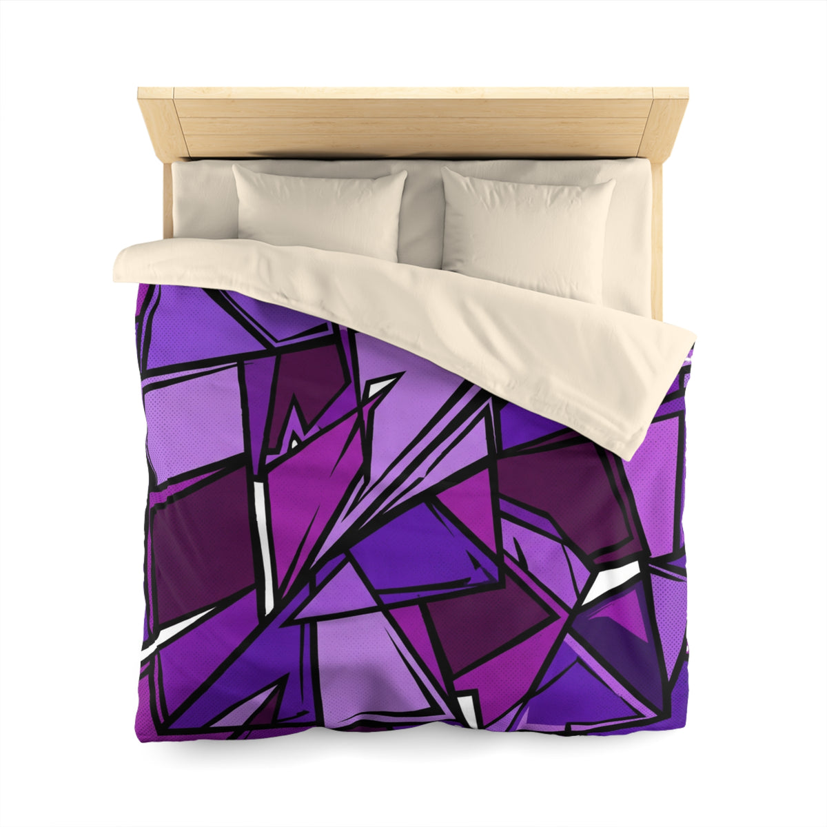 Purple Geometric Abstract Duvet Cover — Modern Shattered Glass Bedding