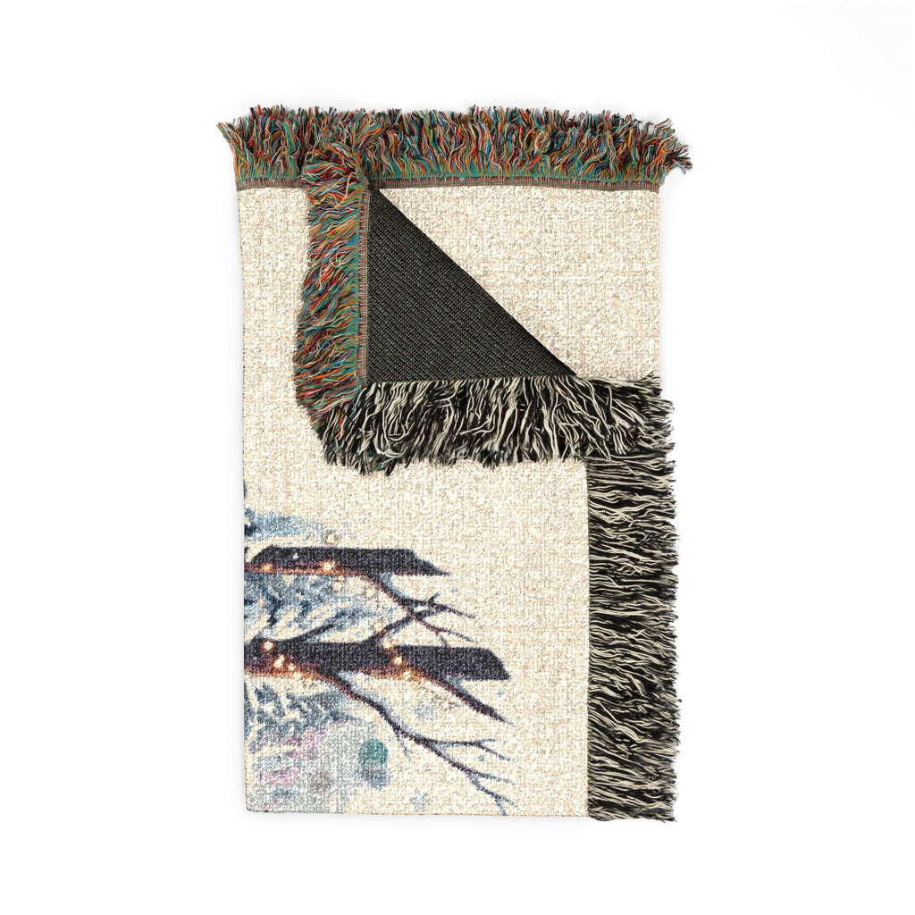 Unicorn Holiday Woven Blanket — Festive Christmas Winter Scene Throw