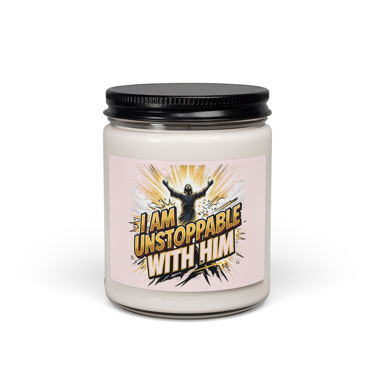Inspirational Soy Candle — “I Am Unstoppable With Him” 9oz