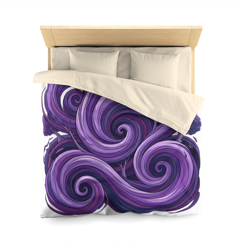 Purple Swirl Duvet Cover — Whimsical Tree Nightscape Microfiber Bedding