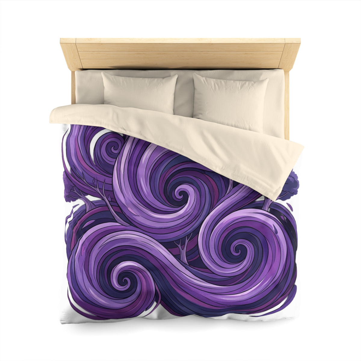 Purple Swirl Duvet Cover — Whimsical Tree Nightscape Microfiber Bedding