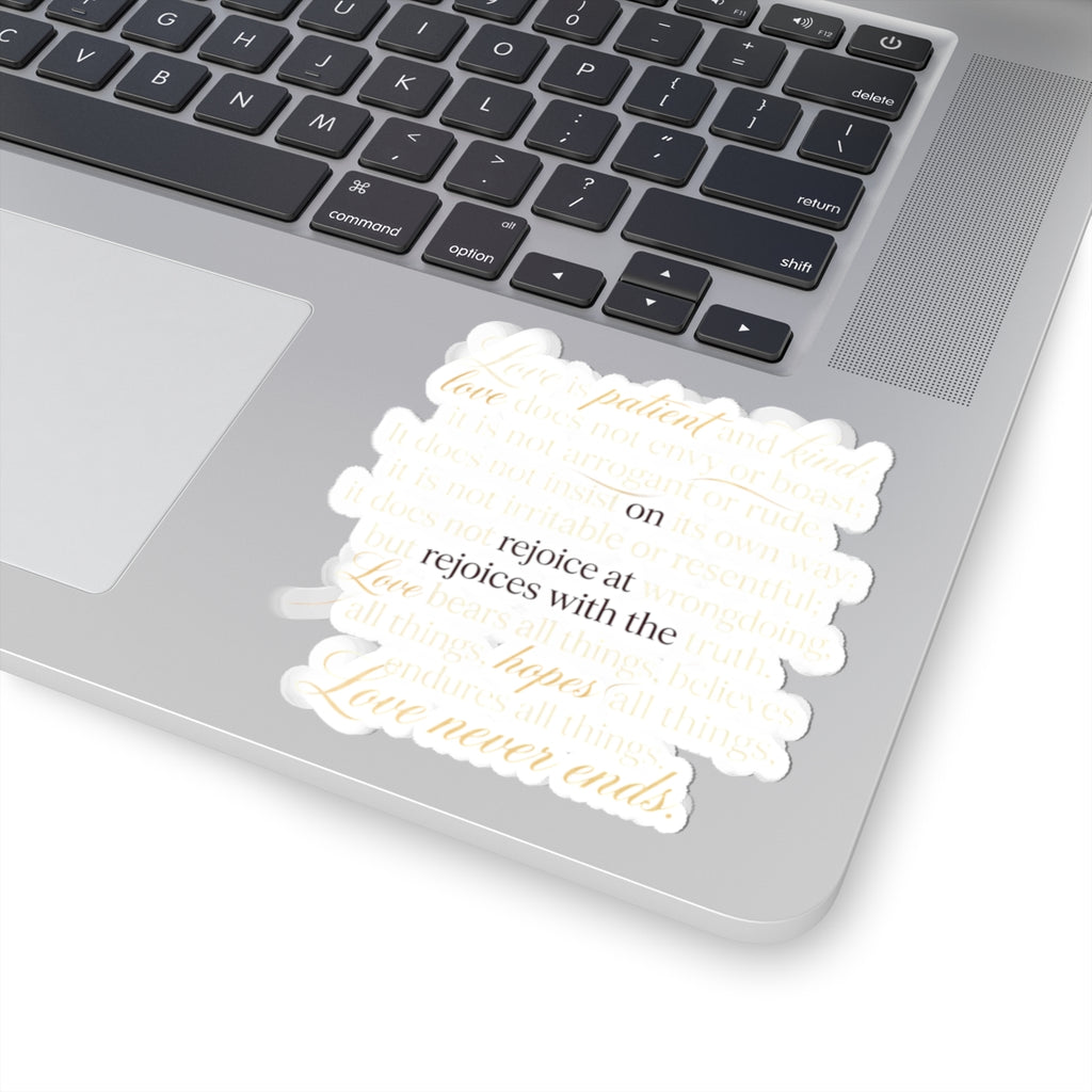 Love Never Ends Quote Sticker – 'rejoice with the Love' Script Kiss-Cut Sticker