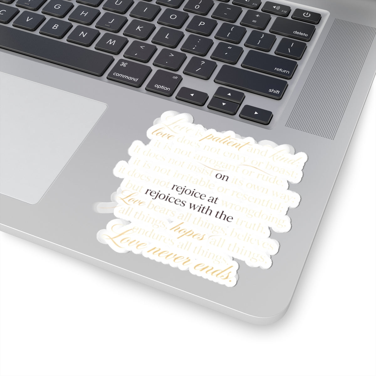 Love Never Ends Quote Sticker – 'rejoice with the Love' Script Kiss-Cut Sticker