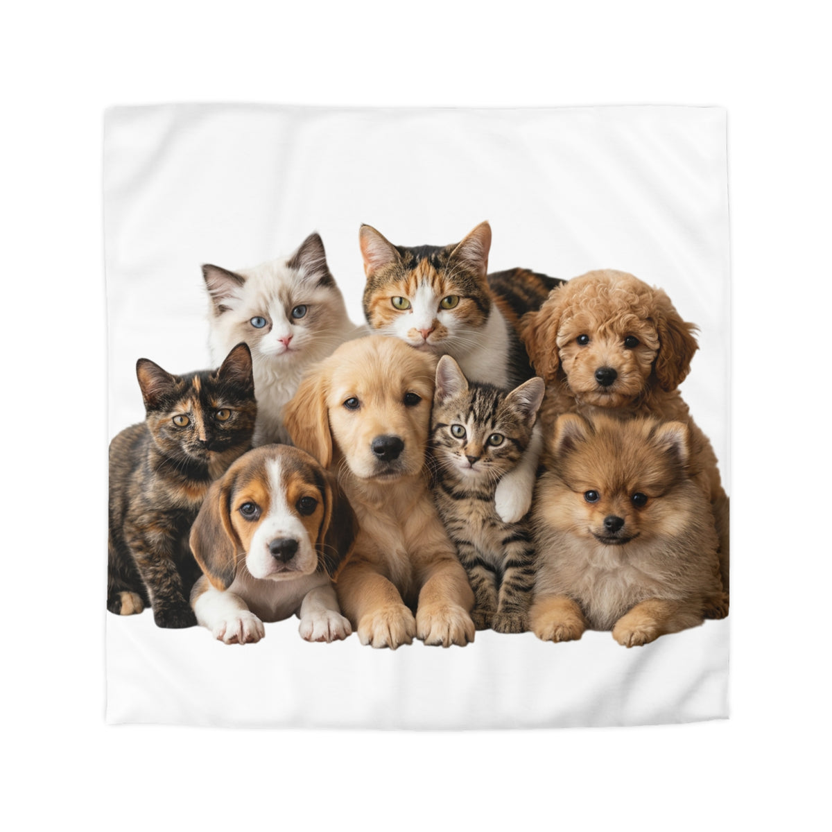 Duvet Cover — Cute Puppies & Kittens Photo Print Microfiber Duvet