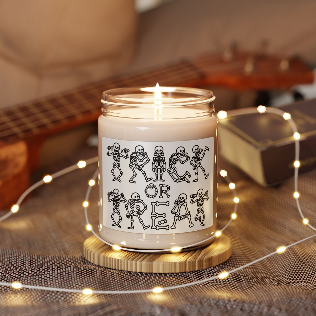 Halloween "Trick or Treat" Skeleton Soy Candle — 9oz Scented Jar