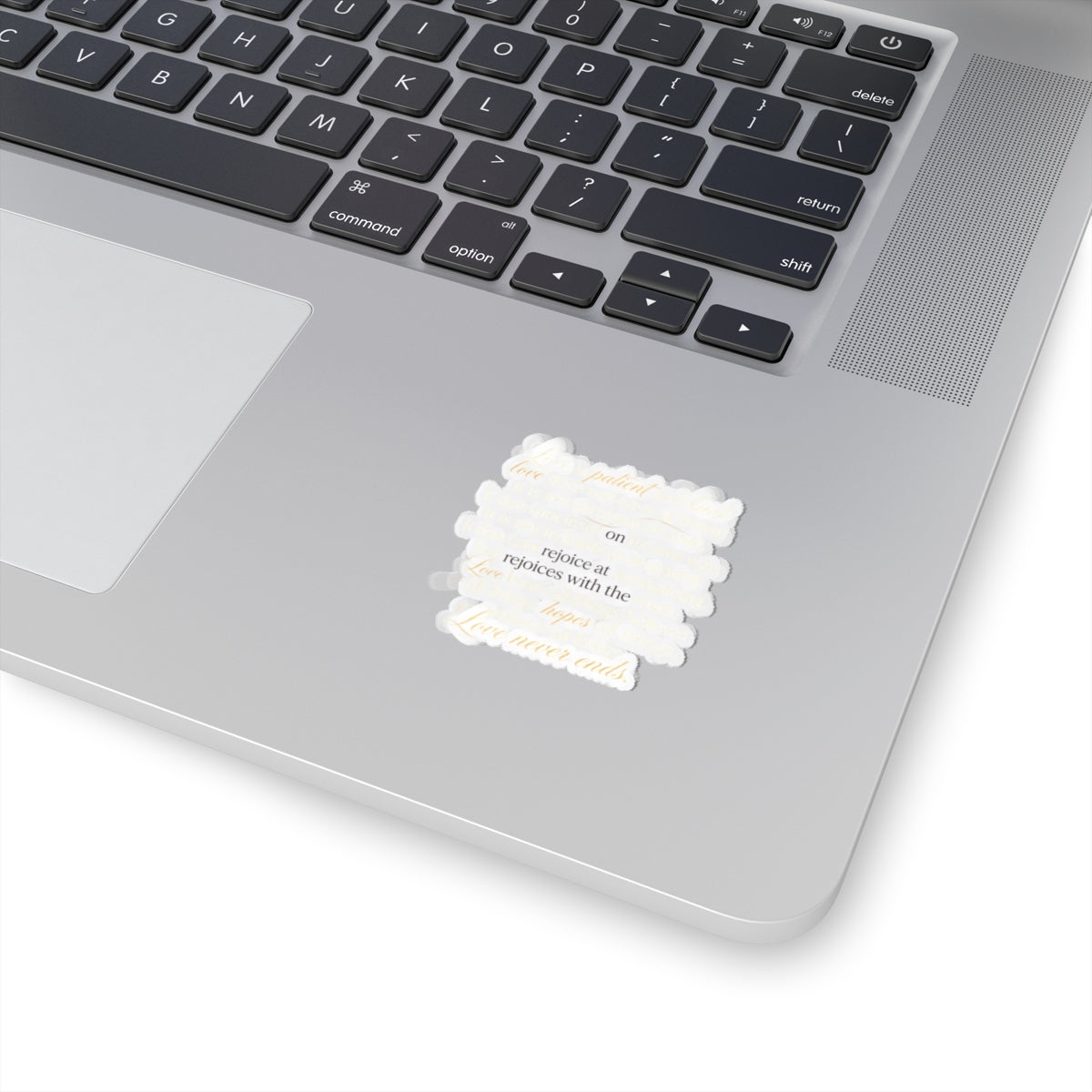 Love Never Ends Quote Sticker – 'rejoice with the Love' Script Kiss-Cut Sticker