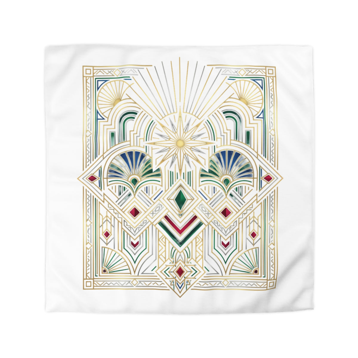Art Deco Sunburst Duvet Cover — Gold Geometric Microfiber Bedding