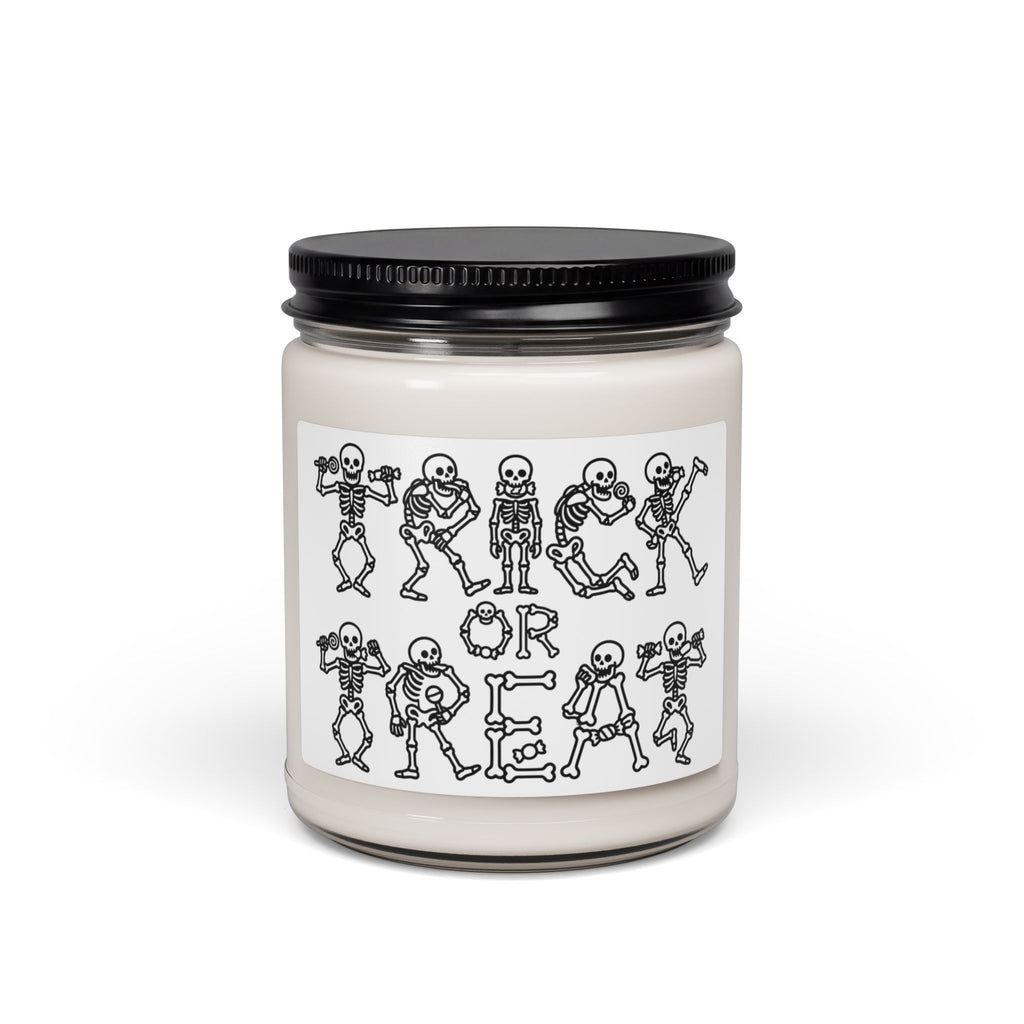Halloween "Trick or Treat" Skeleton Soy Candle — 9oz Scented Jar