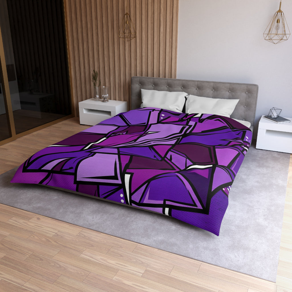 Purple Geometric Abstract Duvet Cover — Modern Shattered Glass Bedding