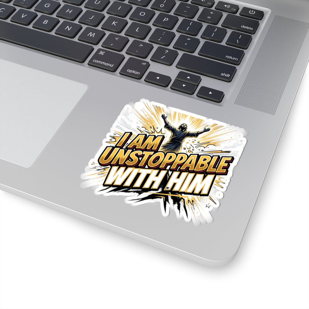 Inspirational Christian Sticker — "I Am Unstoppable With Him"