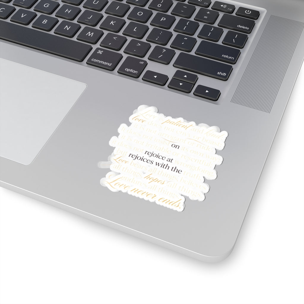 Love Never Ends Quote Sticker – 'rejoice with the Love' Script Kiss-Cut Sticker