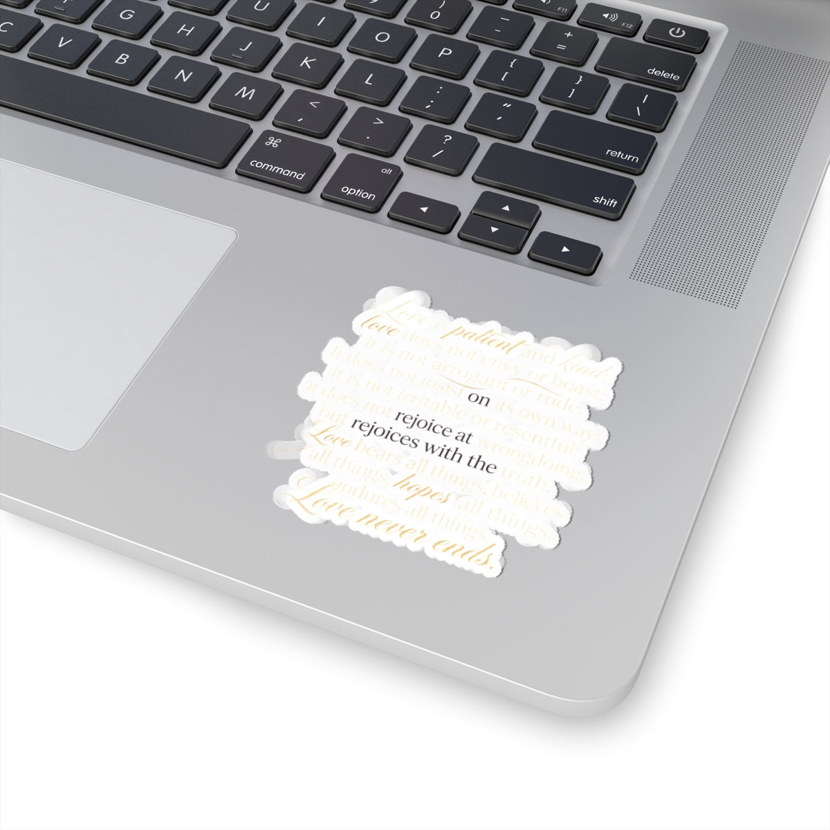 Love Never Ends Quote Sticker – 'rejoice with the Love' Script Kiss-Cut Sticker
