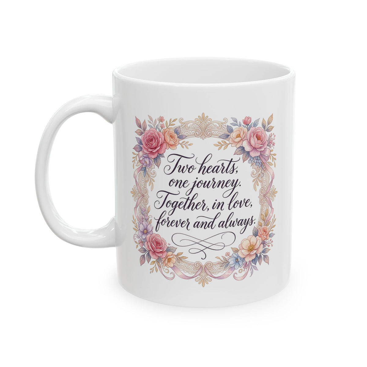 Floral 'Wedding Couple' Ceramic Mug — 11oz & 15oz Mother's Day Coffee Cup