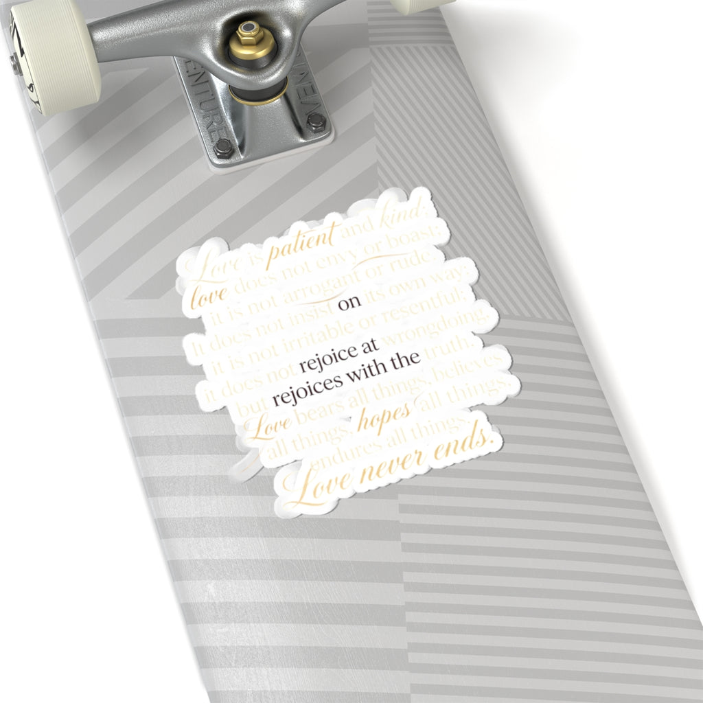 Love Never Ends Quote Sticker – 'rejoice with the Love' Script Kiss-Cut Sticker