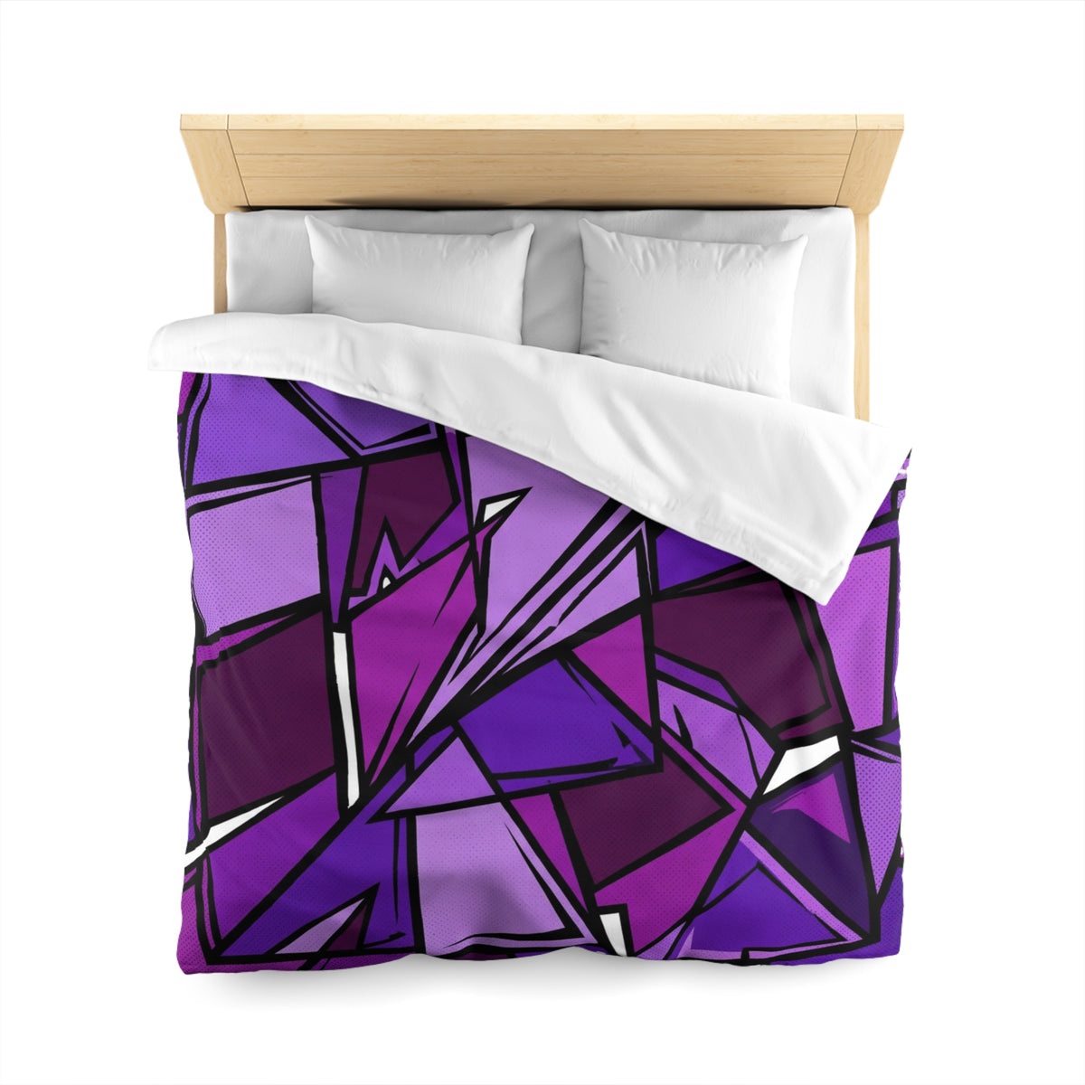 Purple Geometric Abstract Duvet Cover — Modern Shattered Glass Bedding