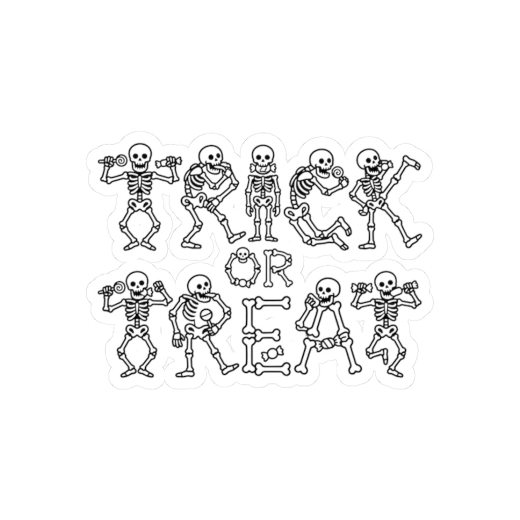 Trick or Treat Skeleton Kiss-Cut Sticker Sheet — Halloween Skull Decal